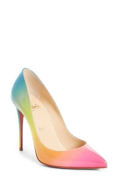 Christian Louboutin Pigalle Follies 100mm Ombre Patent Red Sole Pumps In Multi