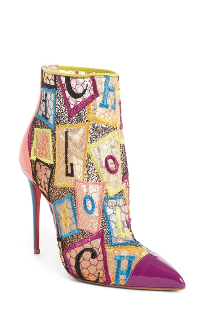 Christian Louboutin Gipsybooties Letter Blocks Red Sole Ankle Boot In Pink Multi