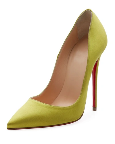 Christian Louboutin So Kate 120mm Crepe Satin Red Sole Pumps In Yellow