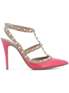Valentino Garavani Pumps Valentino Rockstud Ankle Strap In Genuine Patent Leather With Micro Metal Studs In Pink