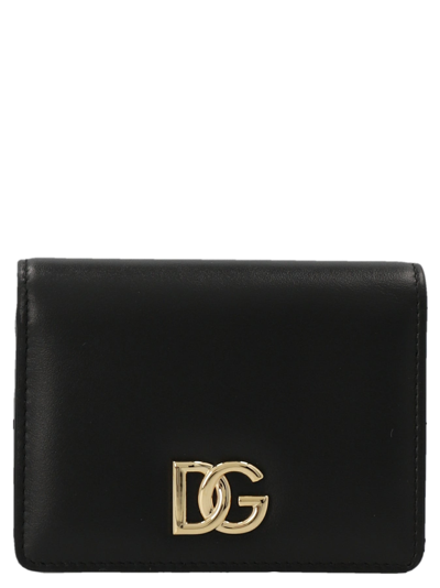 Dolce & Gabbana Dg Logo Leather Wallet In Black
