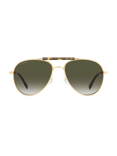 Dsquared2 56mm Aviator Sunglasses In Gold Green