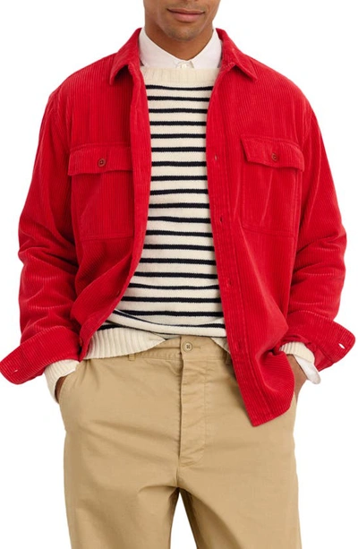 Alex Mill Rugged Corduroy Oversize Button-up Shirt Jacket In Cardinal Red