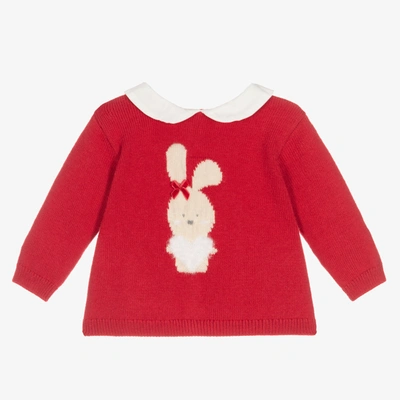 Ido Mini Baby Girls Red Bunny Sweater
