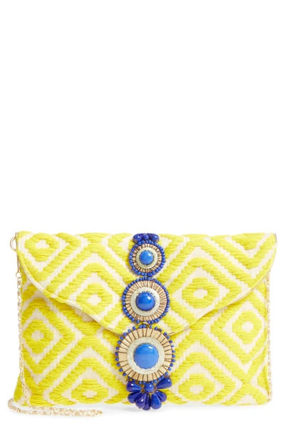 Steve Madden Beaded & Embroidered Clutch - Yellow In Citron