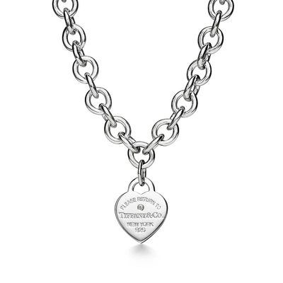 Tiffany & Co Return To Tiffany® Heart Tag Necklace In Silver With A Diamond In Sterling Silver