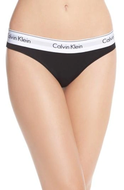 Calvin Klein Logo Thong In Black