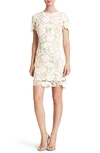 Dress The Population Anna Crochet Lace Sheath Dress In White/ Nude