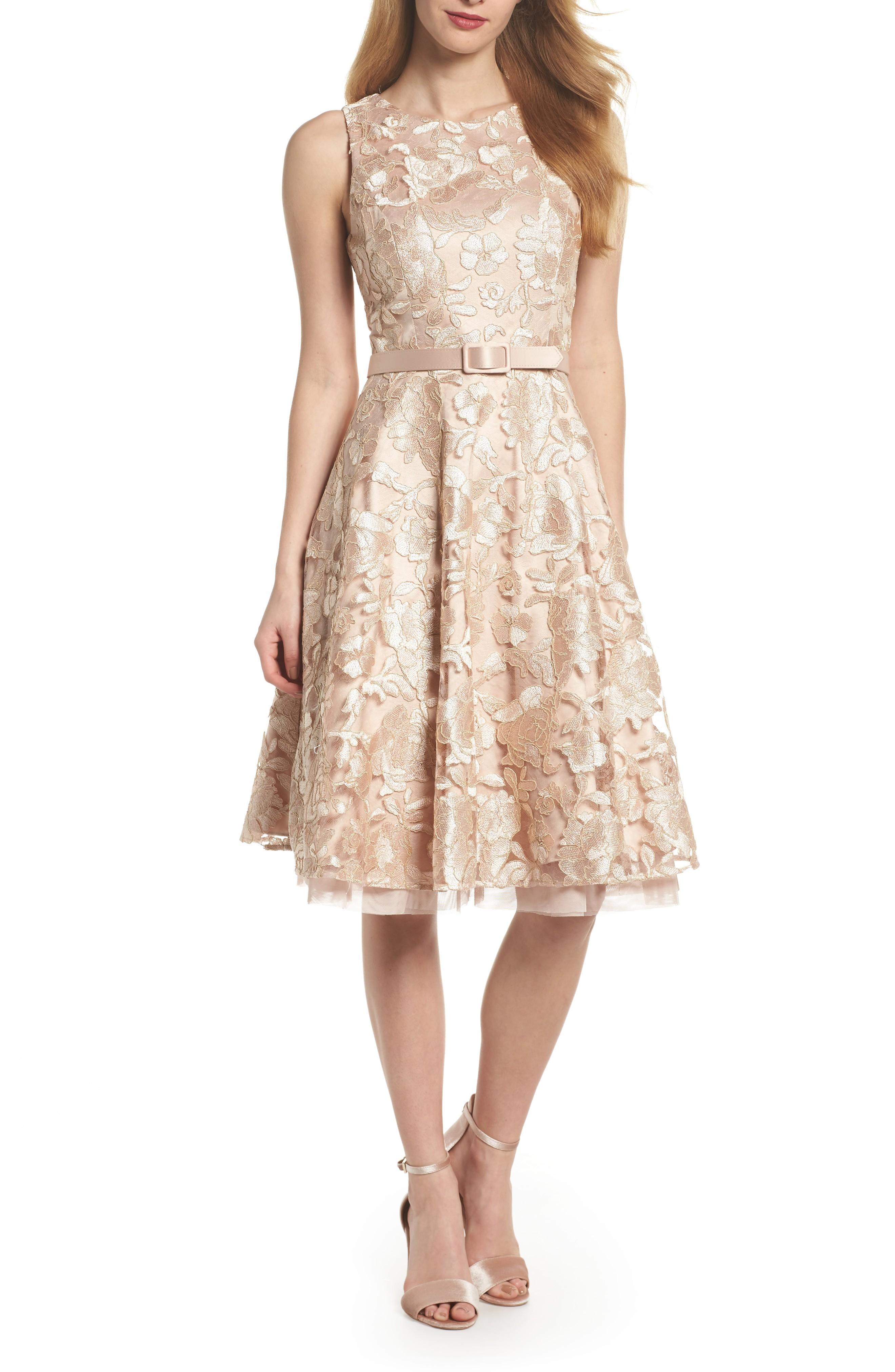 eliza j lace fit & flare dress