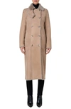 Akris Punto Double Breasted Genuine Shearling Leather Coat In 033 Malt