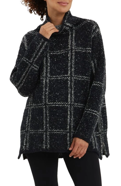 Nom Maternity Women's Lia Tunic Nursing Sweater In Black Windowpane