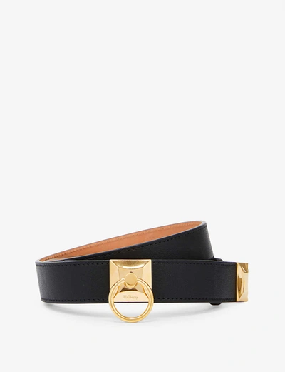 Mulberry Iris Brand-engraved Leather Belt In Black