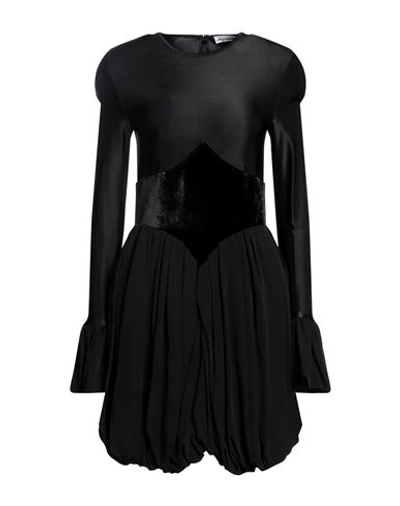 Rabanne Pleated Flared Minidress In Black