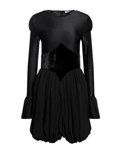 Paco Rabanne Pleated Flared Minidress In Black