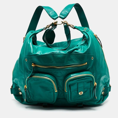 Pre-owned Gucci Green Leather Large Darwin Convertible Backpack
