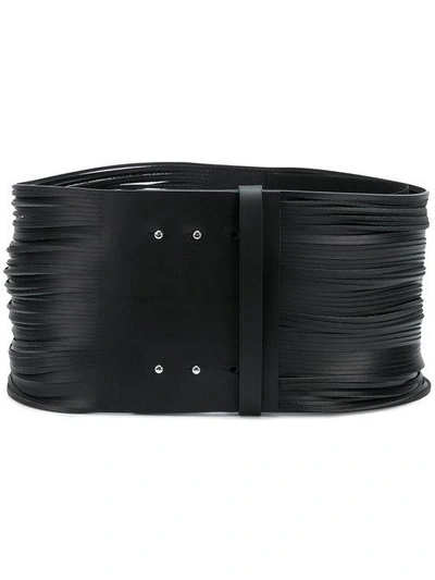 Maison Margiela Wide Cut Out Slit Belt In Black