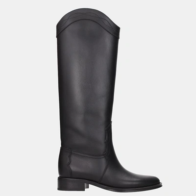 Pre-owned Saint Laurent Black Leather Kate Boots Size Us 6 Eu 36.5