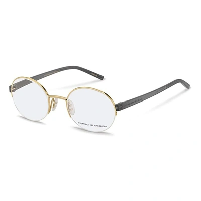 Porsche Design Demo Round Unisex Eyeglasses P8350 D 50 In Gold Tone,grey