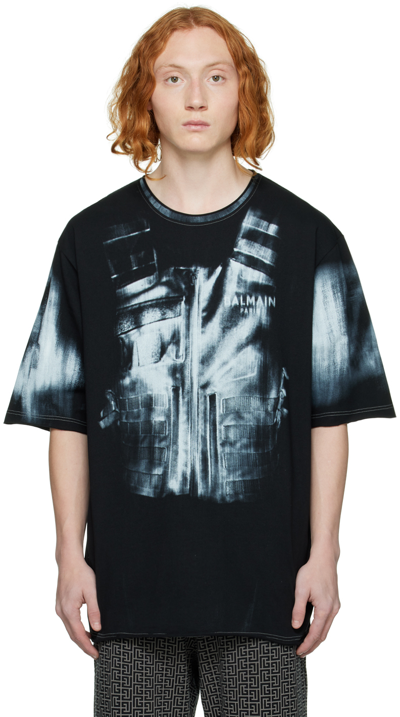 Balmain Black Cotton T-shirt