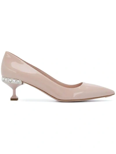 Miu Miu Embellished Heel Pumps In Pink