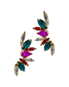 Adornia 14k Yellow Gold Plated Multicolor Crystal Climber Stud Earrings