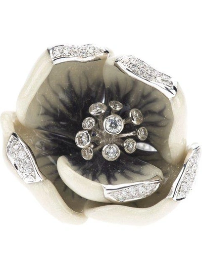 Madame 18kt White Gold And Diamond Tulip Ring In Metallic