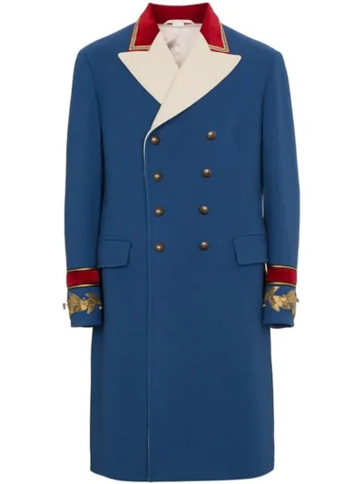 Gucci Wool Cashmere Coat In 4755 Blue