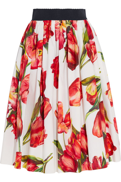 Dolce & Gabbana Floral-print Cotton-poplin Skirt | ModeSens