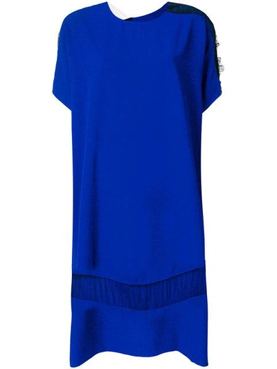 Maison Margiela Oversized Mesh Panel Dress In Blue