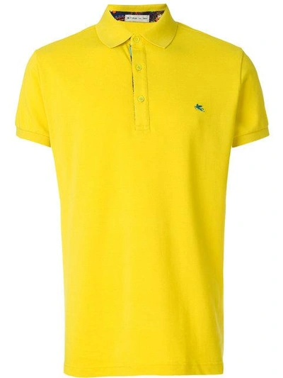 Etro Short Sleeve Polo Shirt In Yellow