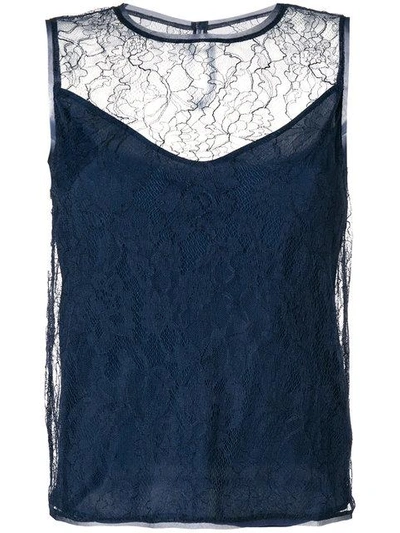 Max Mara Chantilly Lace Top In Blue