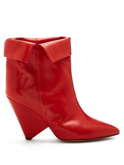 Isabel Marant Luliana Leather Ankle Boots In Red