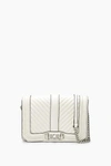 Rebecca Minkoff Chevron Quilted Small Love Crossbody In Bianco