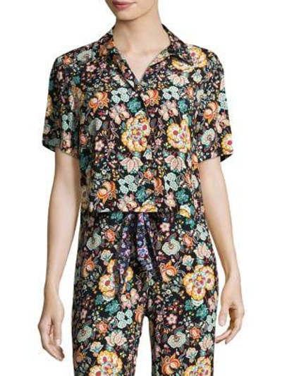 Frame Mini Floral Short Sleeve Shirt In Noir Multi