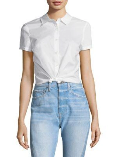 Frame Shrunken Short-sleeve Cotton Shirt In White