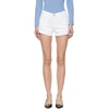 Frame Frayed Denim Cut Off Shorts In Blanc