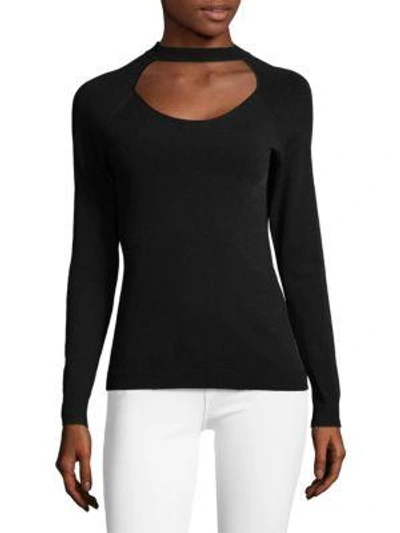 Frame Open-up Long-sleeve Fitted Knit Top