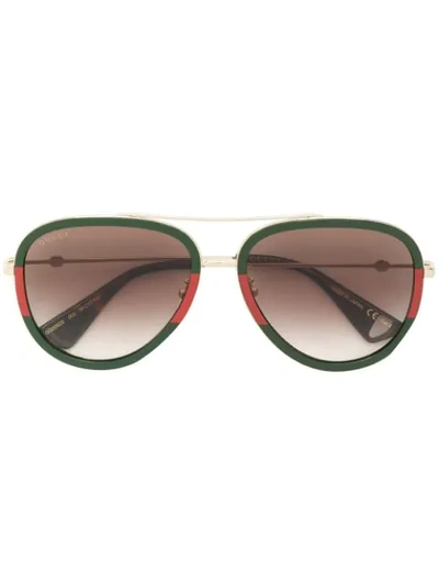 Gucci Aviator Metal Temple Sunglasses In Multi