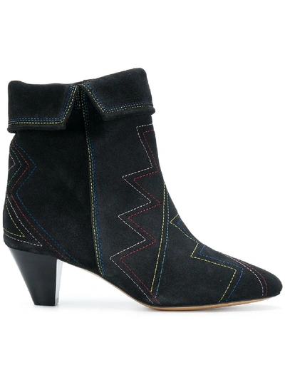 Isabel Marant Dyna Suede Ankle Boots In Black