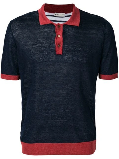 Etro Colour Block Polo Shirt In Blu/rosso