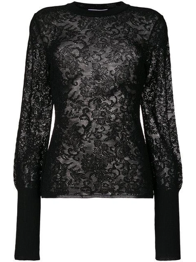 Givenchy Sheer Embroidered Knitted Top - Black