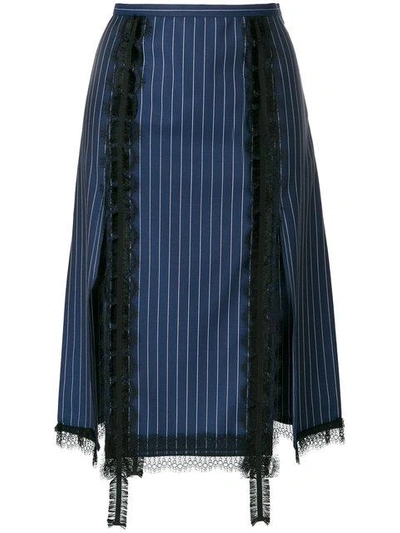 Versace Striped A-line Skirt - Blue