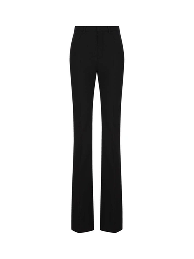 Saint Laurent Straight-leg Tailored Velvet Trousers In Nero