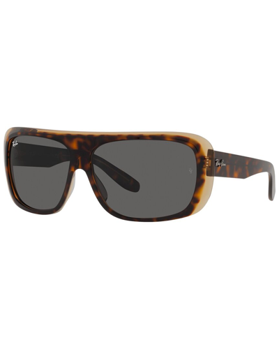 Ray Ban Blair Dark Grey Rectangular Unisex Sunglasses Rb2196 1292b1 64 In Brown