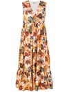 Msgm Floral Print Wrap Maxi Dress - Yellow In White/mulricolor