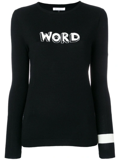 Bella Freud Word-intarsia Wool Sweater In Black