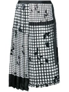 Sacai Black/white Geometric Pleated Skirt
