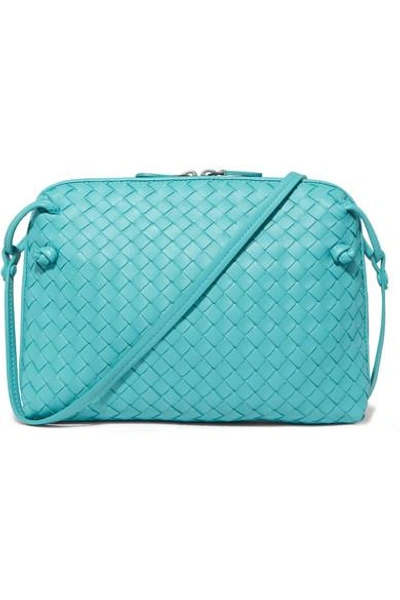 Bottega Veneta Nodini Small Intrecciato Leather Shoulder Bag In Turquoise