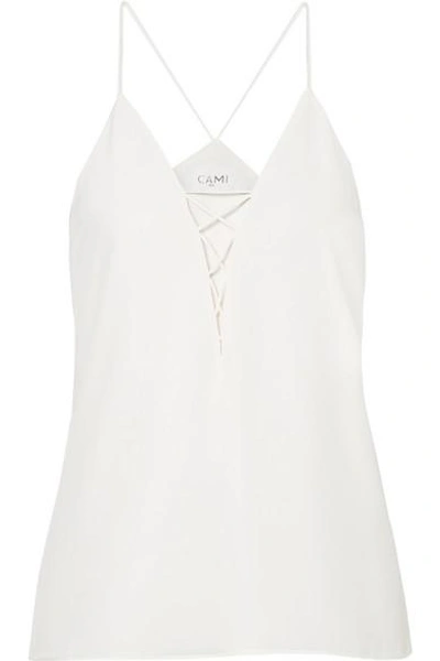 Cami Nyc Blake Lace-up Silk-charmeuse Camisole In White