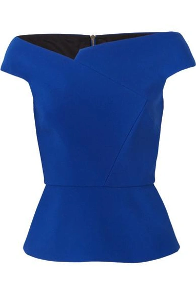 Roland Mouret Elmswell Off-the-shoulder Crepe Top In Blue